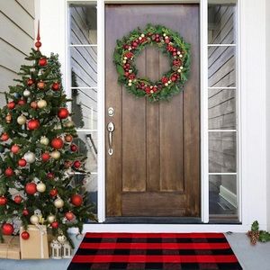 Luxury Home | Chic Farmhouse Black & Red Buffalo Check Christmas Layering Rug